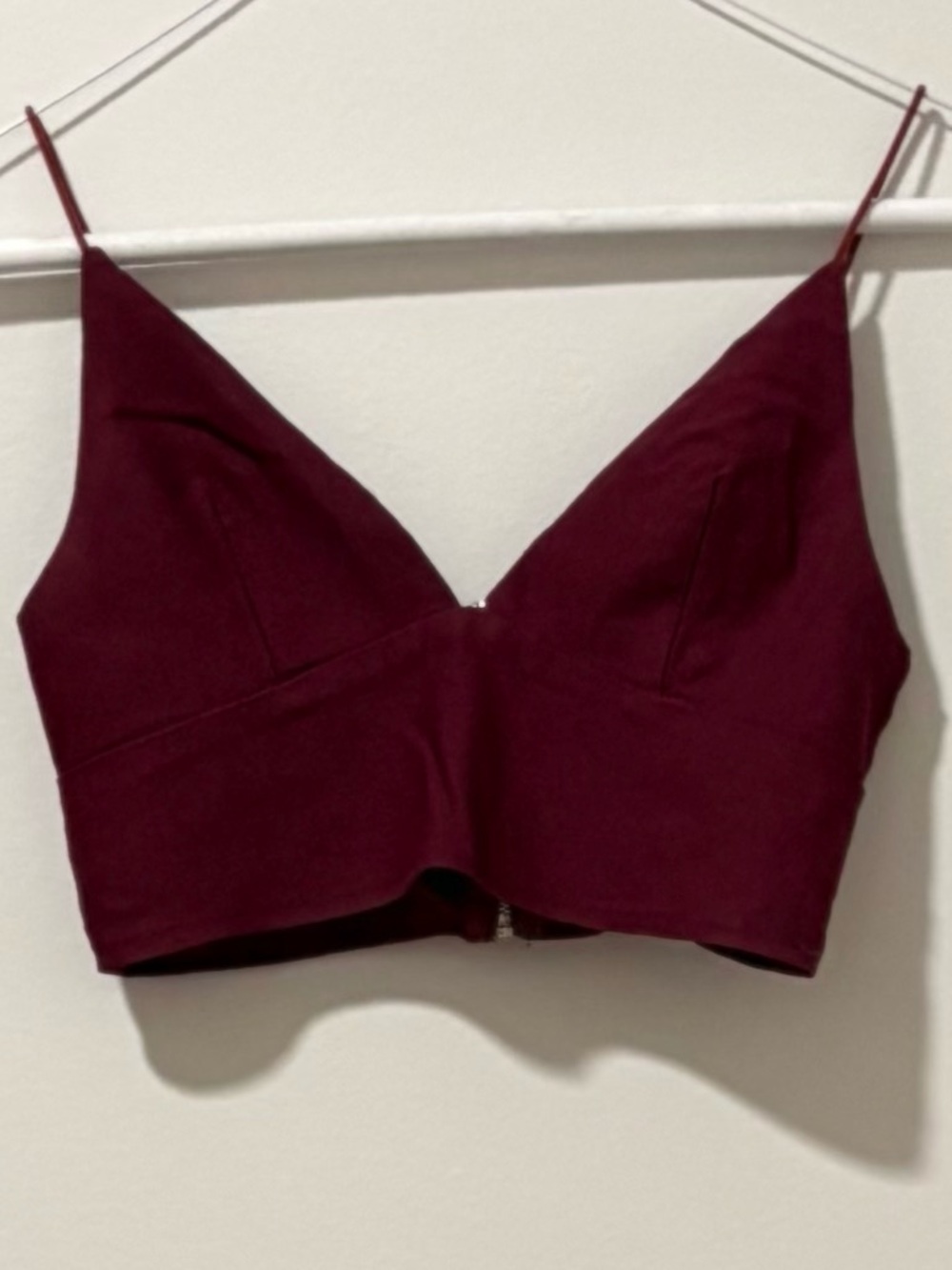 Tobi Burgundy V-Neck Crop Cami with Spaghetti Straps